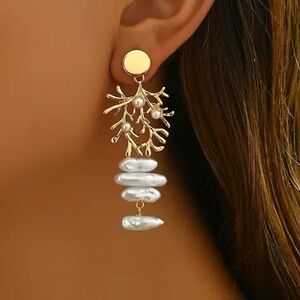 Gold and Pearl Statement Earrings
